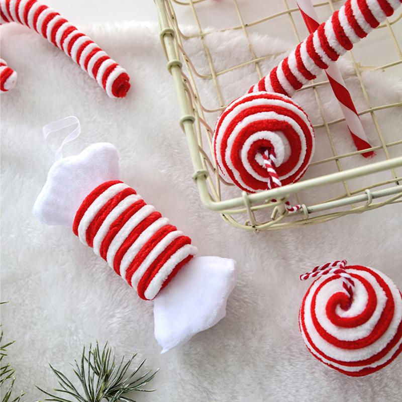 Şeker Noel Süsleri, Kırmızı ve Beyaz Şeker Kamışı Noel Kolye Uçları Lolipop Asılı Süsler Noel Ağacı Parti Dekorasyonu İçin