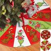 Christmas Tree Skirt,  Red & Green Merry Christmas Tree Skirt Collar, Soft  Xmas Holiday Decoration