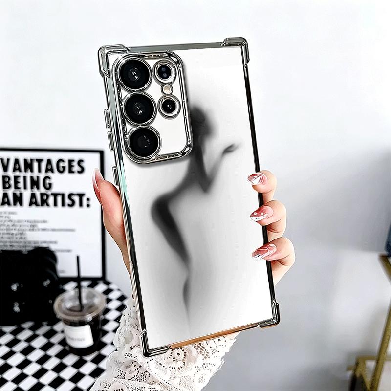 

Woman Silhouettes Girl Contour Plating Phone Case For Samsung Galaxy S24 S25 FE S26 Edge S23 Ultra S22 S21 Plus S20 Anti-Fall Ai Samsung S25 FE