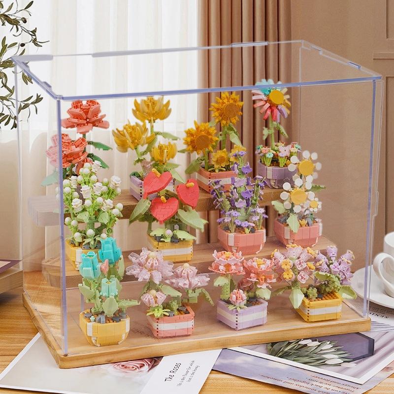 DIY Potted Plants Model Flower Succulents Building Blocks Everlasting Flower Bonsai Tree Gardens Romantic Bricks Kids Kits Toys