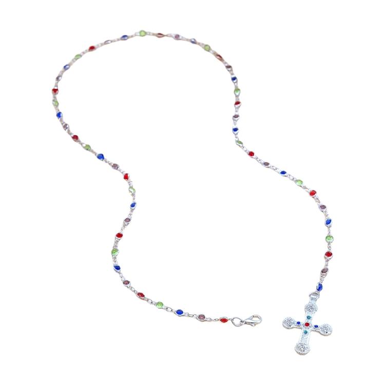 Luxurious Choker Necklace Featuring a Striking Crosses Pendant with Colorful Zirconia for Women’s Jewelry Collection