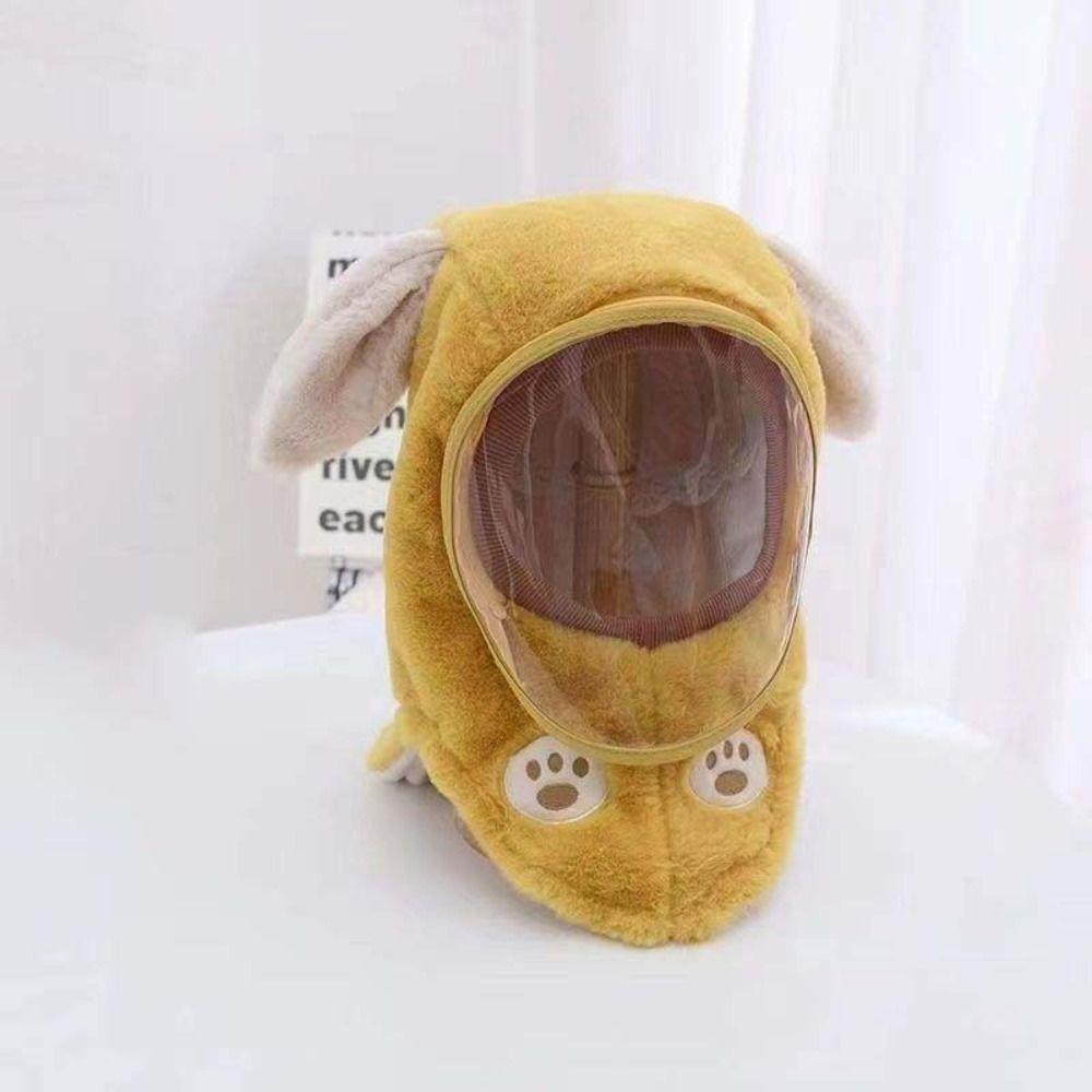 

Soft Kids Windproof Mask Anti Fogging PVC Baby Neck Cap Beanie Cap Children s Integrated Hat Girls жёлтый