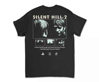 Silent Hill 2 Schwarz Unisex Größe T-Shirt Druck von Rücken Shirt Lässig Baumwoll-T-Shirt Herren T-Shirt Schwarz Lässig Rundhals Baumwoll-T-Shirt