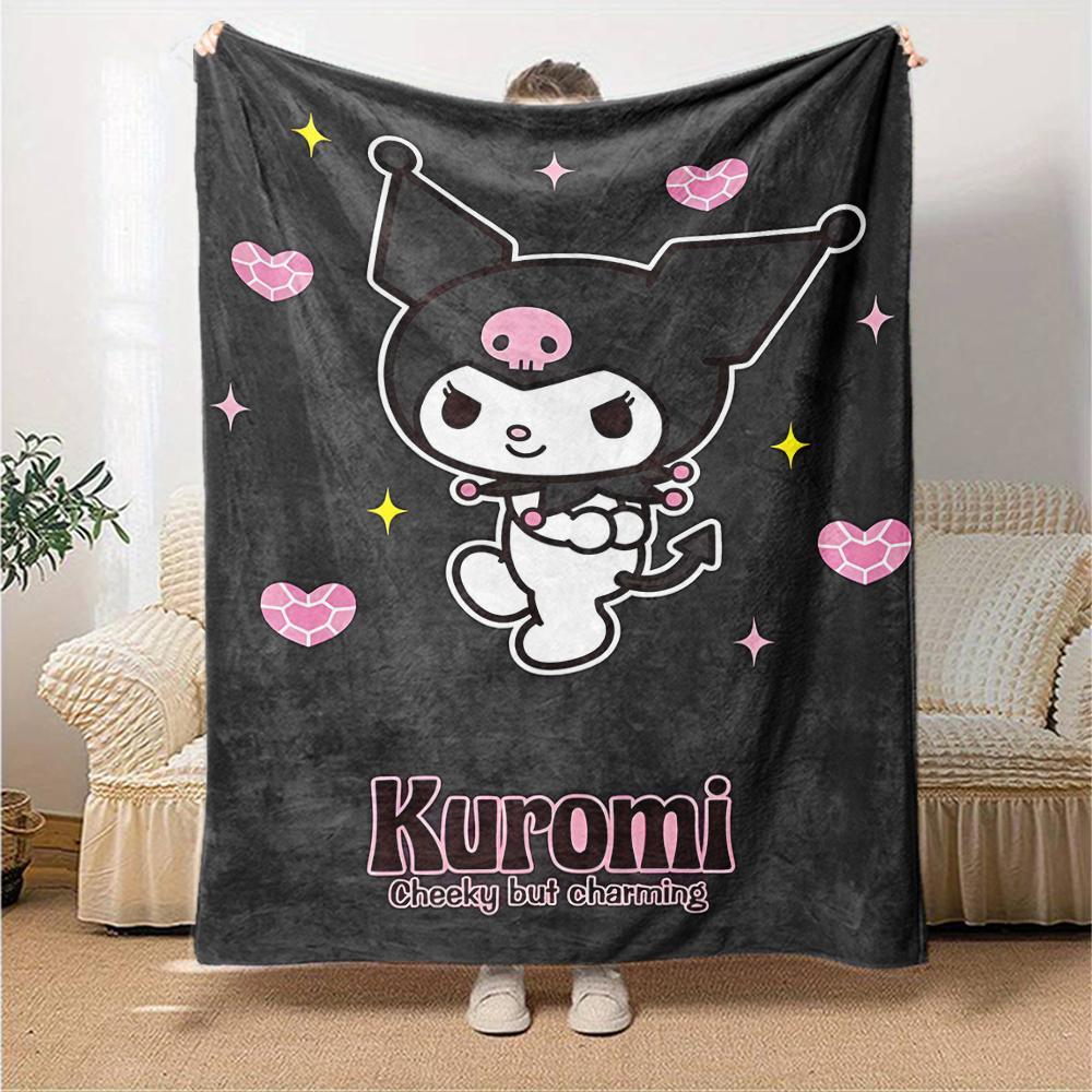 1pc Sanrio Kuromi6 Blanket, Gift, for Men and Women, Soft Blanket, Good for Sofa Bed Couch Travel, Lightweight Flannel Blanket