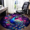 1pc Peacock Flowers Office Round Area Rug, Indoor Mat Suitable ForOffice, Under Office Chairs Bedroom Living Room Home Decor, Room Deco, D066