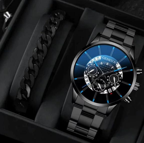 

Geneva Watch Men S Steel Belt Watch Fashion Calendar Quartz Belt Men S Large Dial Chronograph bulk price