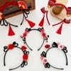 Braid Hair Children Wig Headband Flower Red Bow Hairband Simple Hanfu Hair Sticks  Baby