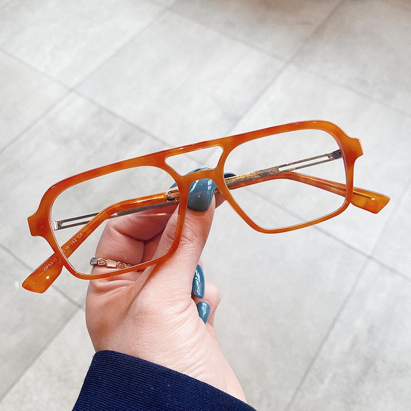 

Retro Square Orange Reading Glasses Small Metal Double Bridge Eyeglasses Frames Anti Blue Light Male Presbyopia Glasses 0~+600 0