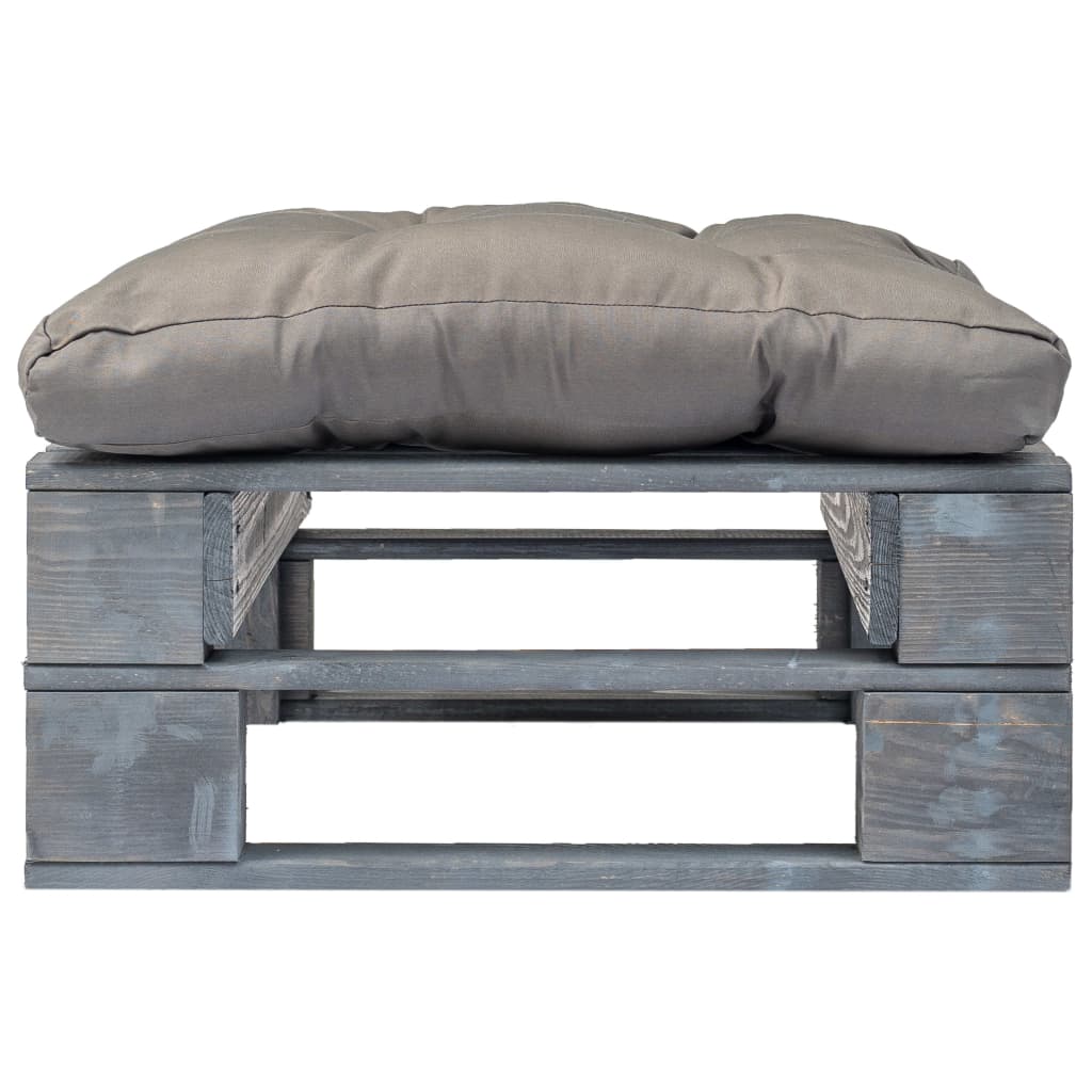 Outdoor Ottoman with Cushions In Grey Wood Grey