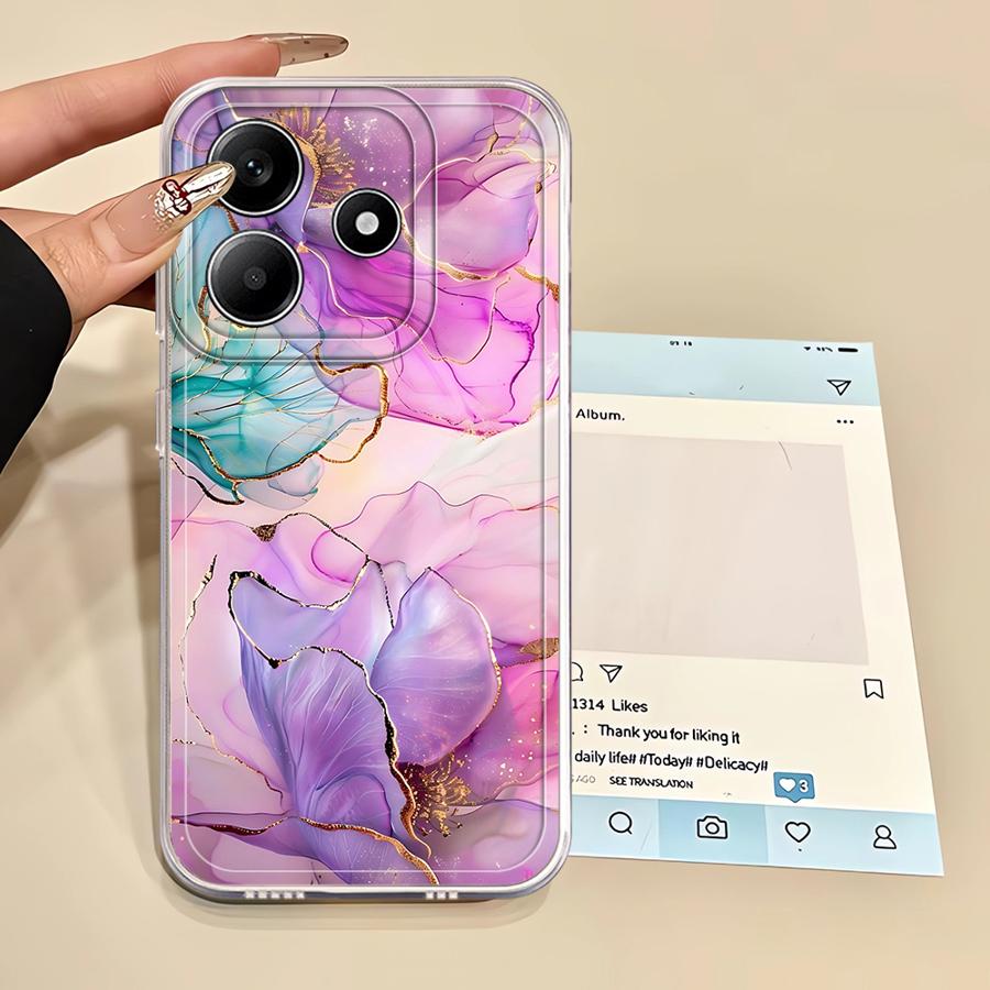 Flower Marble Soft Phone Cover Case for Xiaomi Redmi Note 14 Pro Plus 13C 10S 9 10 12 11S 11 A4 14C 12S Note 13