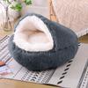 Cat Bed Round Plush Fluffy Hooded Cozy Cat Bed Cave for Indoor Donut Self Warming Small Dog Bed Anti-anxiety Puppy Kennel