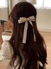 Korean Ballet Style Ribbon Bow Hair Clip with Tassels - Large Double Layer Duckbill Clip Headwear for Girls.