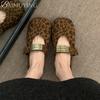 Leopard Square Toe Loafers Women Flat Sandals Casual Marie Janes Shoes Woman 2025 Trend Dress Summer Comfort Soft Sole Zapatos