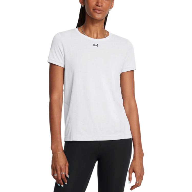 Under Armour Vanish Seamless Comfortable Soft Round Neck Pullover Breathable Loose Short Sleeve Regular T-Shirt Women T-Shirts White 1384406-100