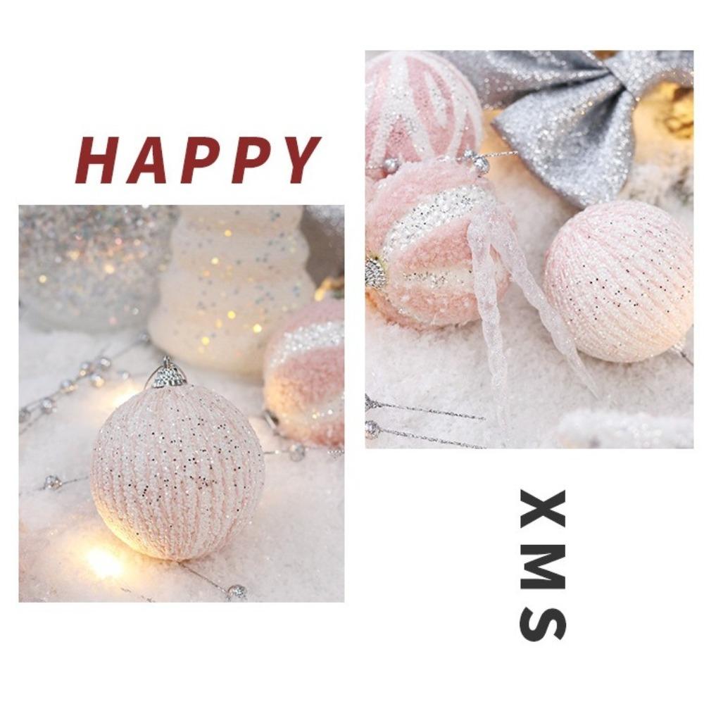 18PCS Pink Electroplated Balls Christmas Ball Pendant Plastic New Year Christmas Decorations DIY Crafts Painted Hanging Ornament
