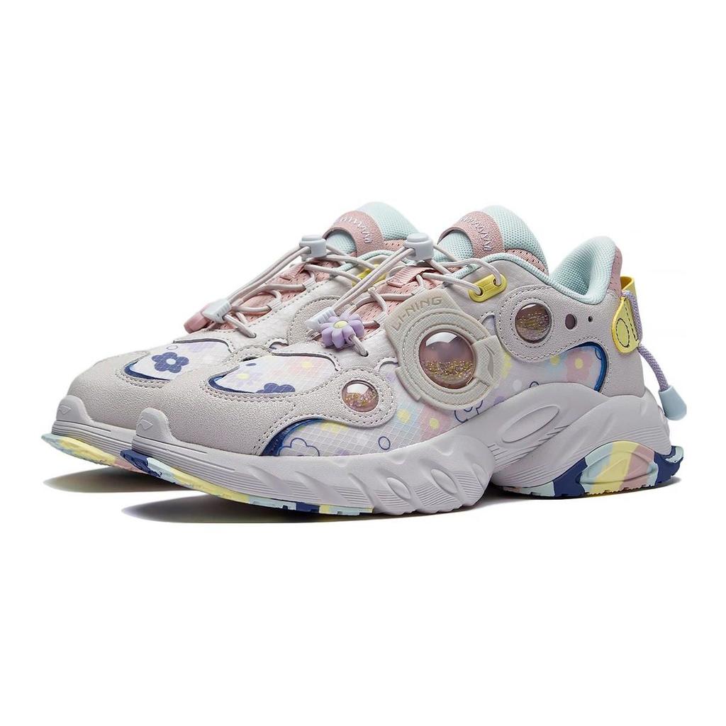 Li Ning Youth  Childrens Nebula Comfortable Versatile Shock Absorbing Casual Shoes Kids Casual Shoes Gray Purple YKCS106-4