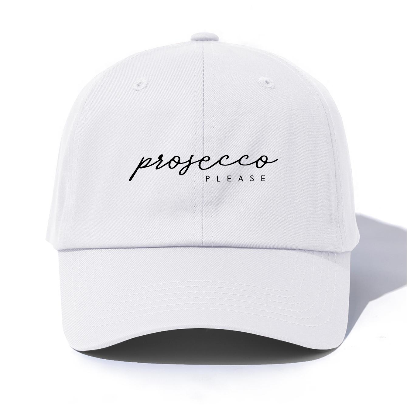 

1pc PROSECCO Print Baseball Cap for Adults, Minimalist Retro Style Casual Soft Adjustable Dad Hat, Perfect As Gift белый