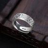 Adjustable Vintage Chinese Lucky Charm Couple Ring Set Sterling Open Band With Fu Xi Symbols