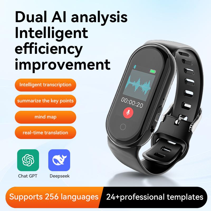 Multifunctional & Lightweight AI Voice Recorder Bracelet with Multiple Wearing Options High-Definition Noise Reduction For Home