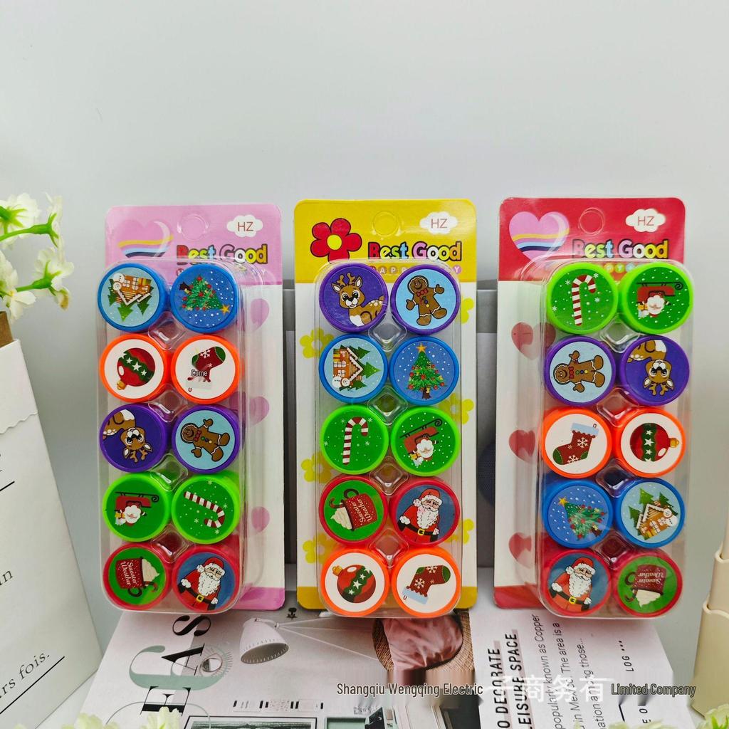 Ocean Animals 10-Piece Kids' Washable Stamp Set - Cute, Multiple Patterns for Kindergarten Stamping