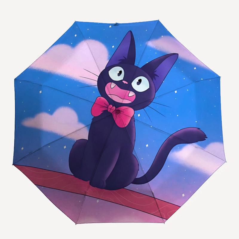 

1pc Night Cat Automatic Open/close Umbrella, 8-Rib sturdy structure, Portable Travel Umbrella, Parties, Everyday Use, Outdoor Accessory, Art