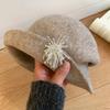 Autumn and Winter Flanged Woolen Fisherman Female Face Small Versatile Bucket Hat French Big Head Circumference Gift Hat