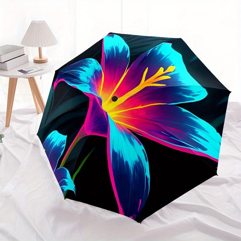 1pc Floral Bloom Automatic Open/Close Umbrella, Portable Folding Umbrella for Travel, Themed Events, It is suitable as a gift for various festivals, O