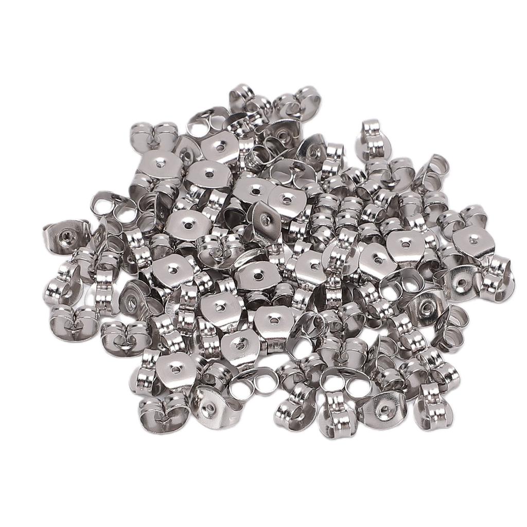 100PCS Earring Backs Replacement Stainless Steel Ear Stud Stoppers Low Allergenicity