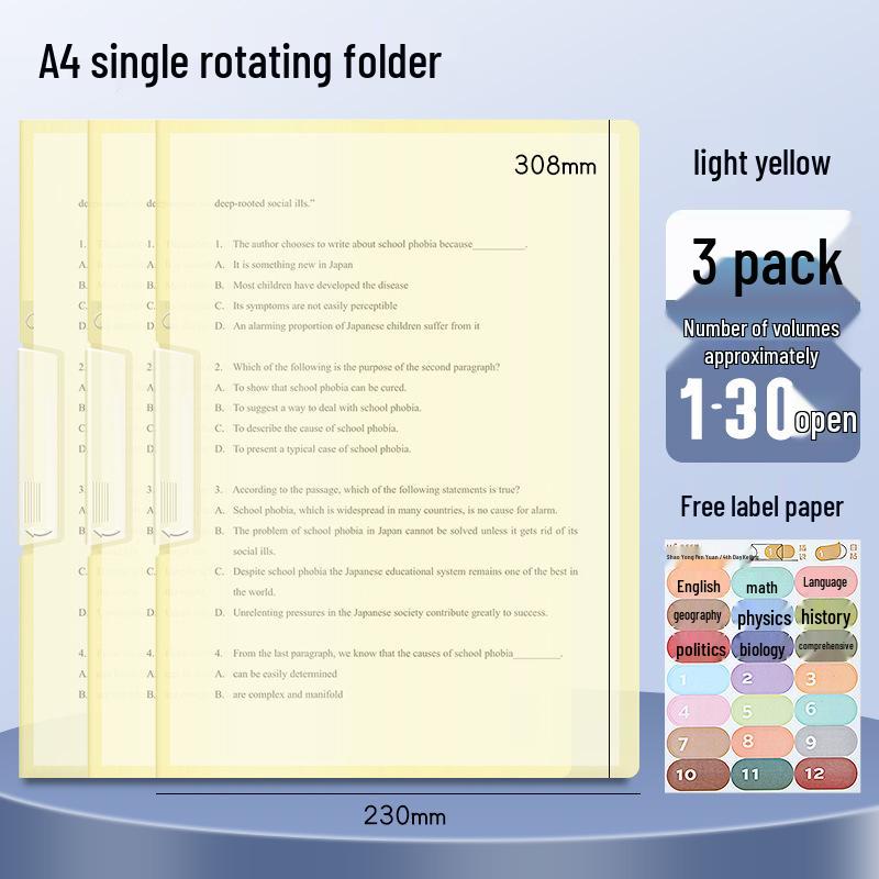 A3 Dual Rod Clip Folder for A4 Test Papers - Student Edition