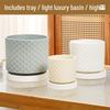 Elegant Large Ceramic Flower Pot with Saucer for Home - Light Luxury Style Ideal for Orchids, Succulents, and Green Plants