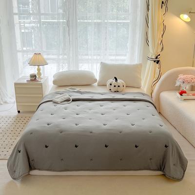 Embroidered, Washed Cotton, Summer Quilt, Air-Conditioned, Skin Friendly, Breathable, Machine Washable Bedding