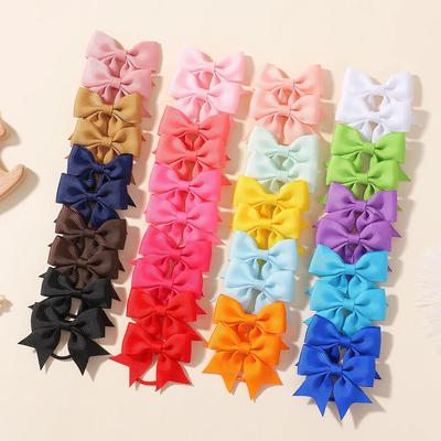 20/30/40pcs Sweet Ribbon Mini Bowknot Hair Rubber Band for Baby Girls Handmade Bows Hair Ties Pigtail Grosgrain Hair Accessories
