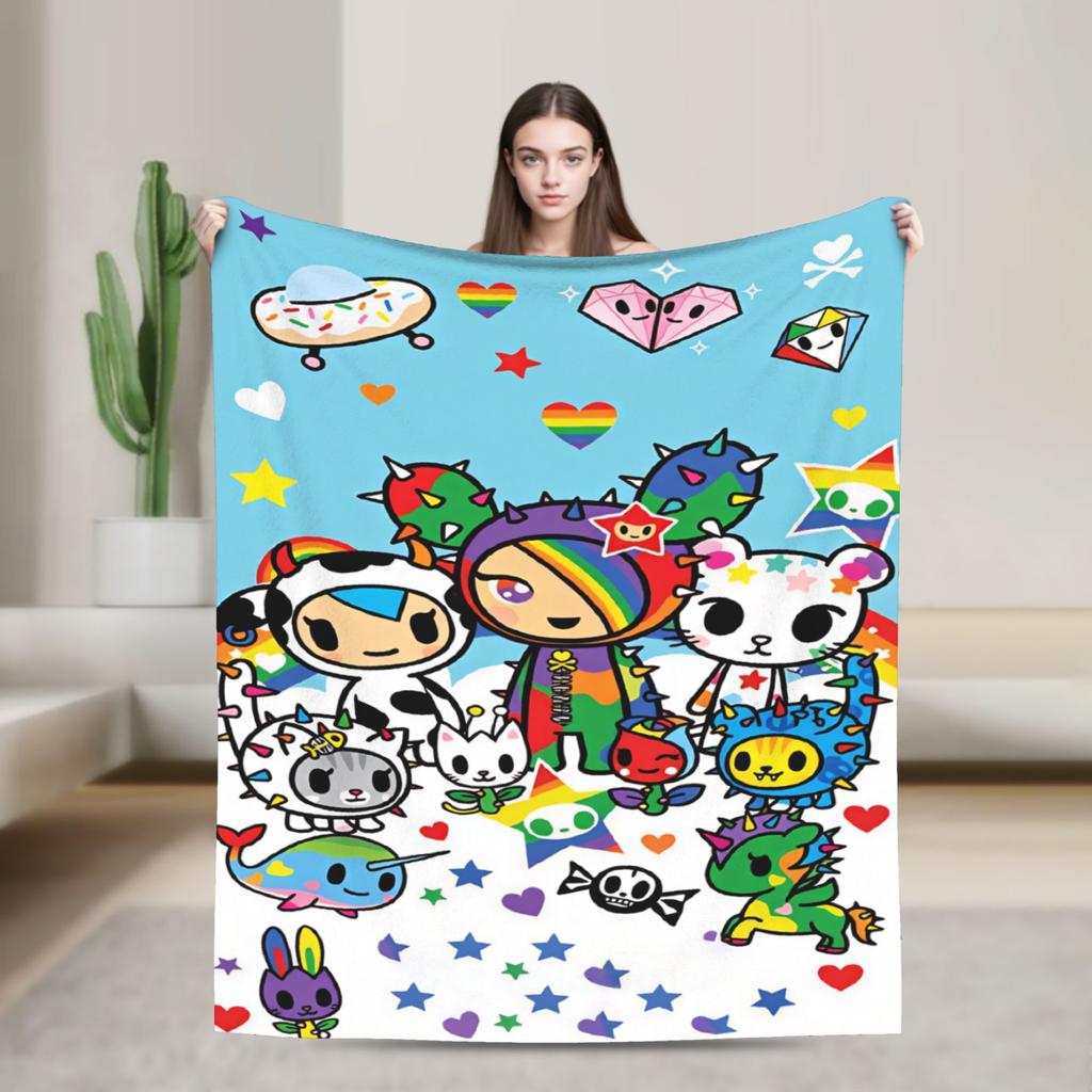 T-Tokidoki-S Warm Soft Blanket Decorative Plush Throw Blanket Street Trend Couch Chair Flannel Bedspread Sofa Bed Cover
