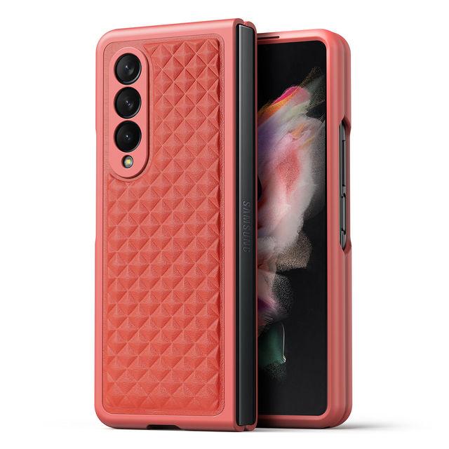 

Премиальный чехол из натуральной кожи для Samsung Galaxy Z Fold 4 5g с точными вырезами, защита от падения, противоскользящий чехол для Galaxy Z Fold 3 For Galaxy Z Fold 3 розовый