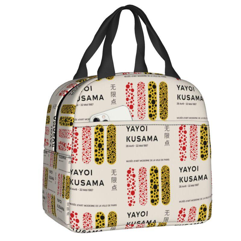 Custom Yayoi Kusama Abstract Painting Insulated Lunch Bag for Women Resuable Cooler Thermal Lunch Box Kids School Children
