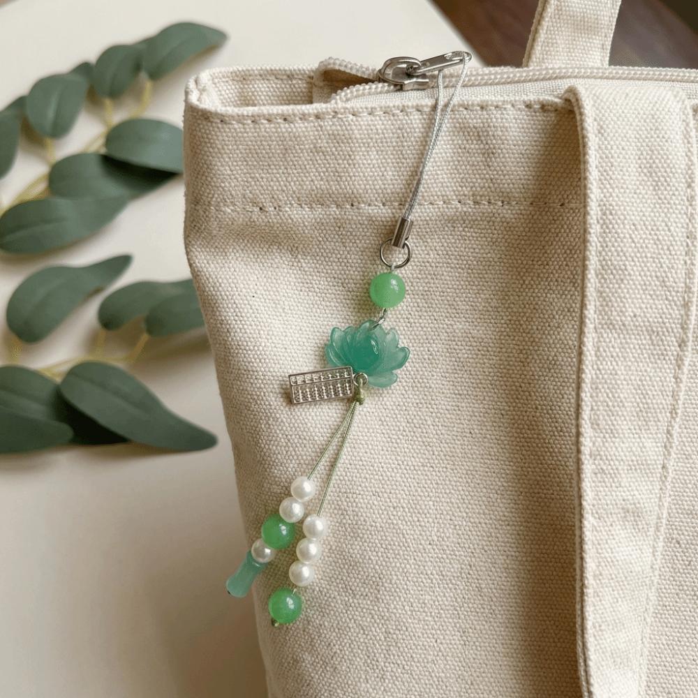 Tassel Detail Chinese-style Pendant Vintage Mobile Phone Chain New Lotus Beaded Key Chains  Unisex