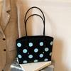Cute Polka Dot Tote Bag For Women Large Capacity Shoulder Bag Sweet Aesthetic Handbag College Students Daily Commute Shopper Bag