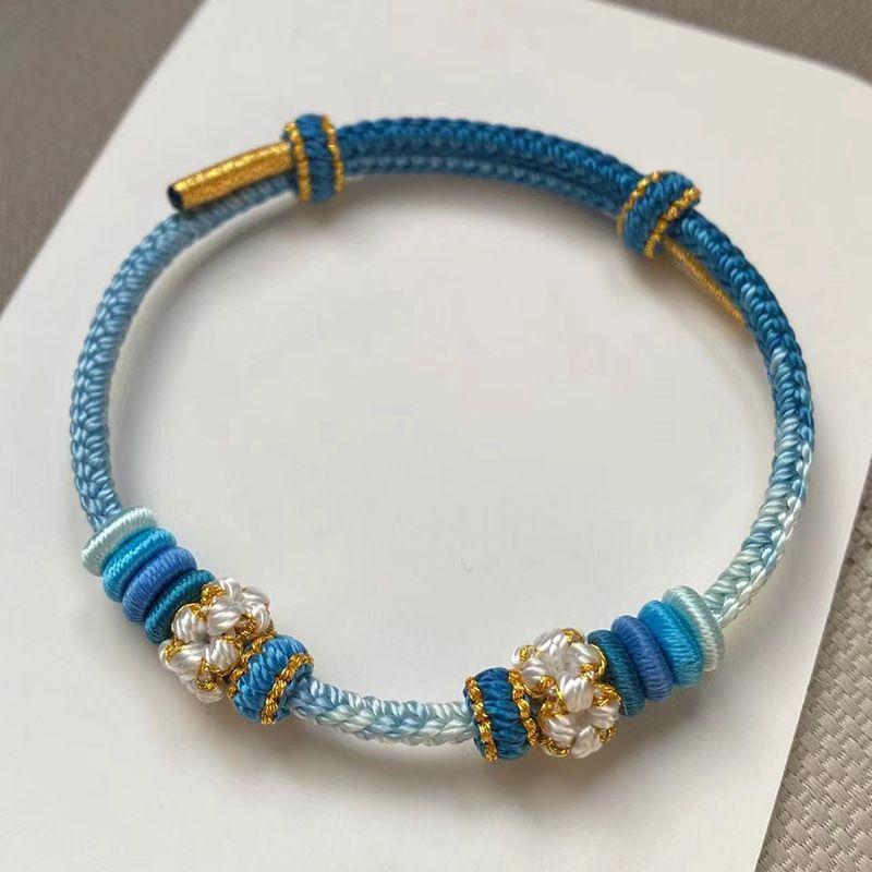 Hand-Woven Peach Blossom Carrying Strap Wearable Gold Lucky Beads Braided Rope Semi-Finished DIY Lucky Red Rope Bracelet for Women