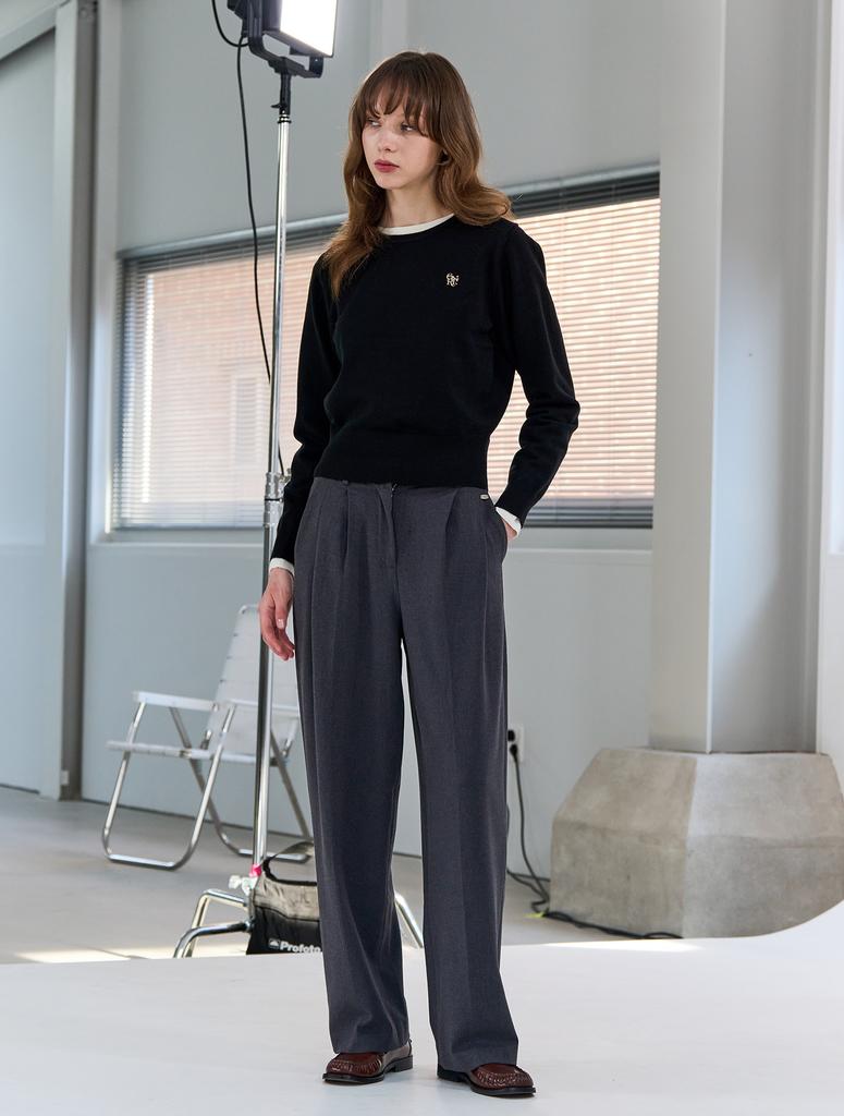GENERALIDEA New Classic Minimal Two-Pleat Slacks [Charcoal] / Wbd3L11504