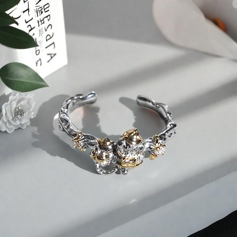 Средневековое французское нишевое дизайнерское кольцо с открывающейся ромашкой, разделением цвета и бантом, высококлассное, персонализированное модное кольцо Adjustable opening