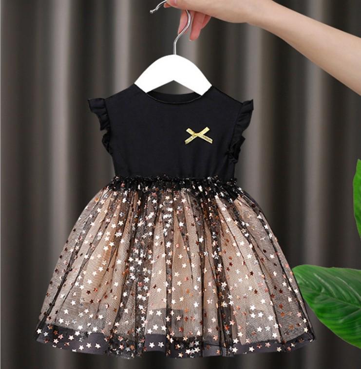 

Черное пышное платье принцессы в корейском стиле для девочек, подходящее для весны и осени 100cm-140cm (1 set of 5)