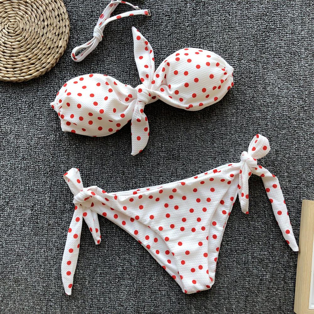 Sexy Polka Dot Bandeau Bikini Set Swimsuit Women Swimwear Bandage Two Piece Bathing Suit