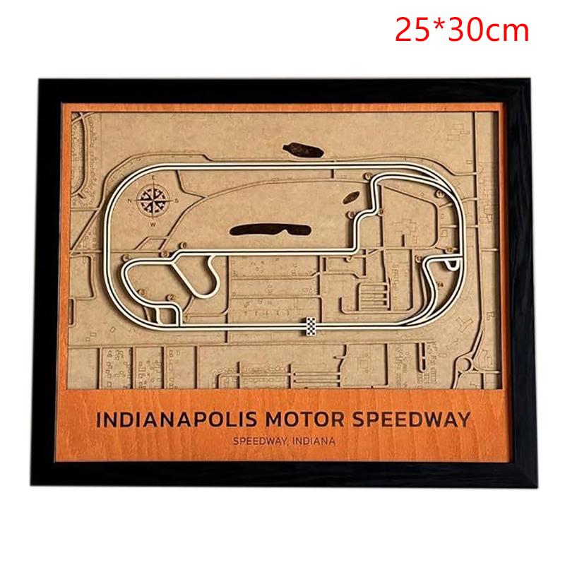 

3D деревянная карта трассы Indianapolis Motor Speedway, изготовленная вручную, подробная 3D деревянная 4-слойная рамка для карты Indianapolis Motor Speedway