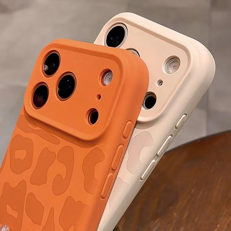 Official Liquid Silicone Leopard Pattern Phone Case For iPhone 17 16 Pro Max 17Pro Air Camera Protection Shockproof Soft Cover