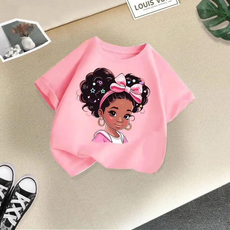 New Children Cute Girl Cartoon Printed T-shirt Girls Short Sleeve New Fashion Summer Children's Wear Creative Clothing