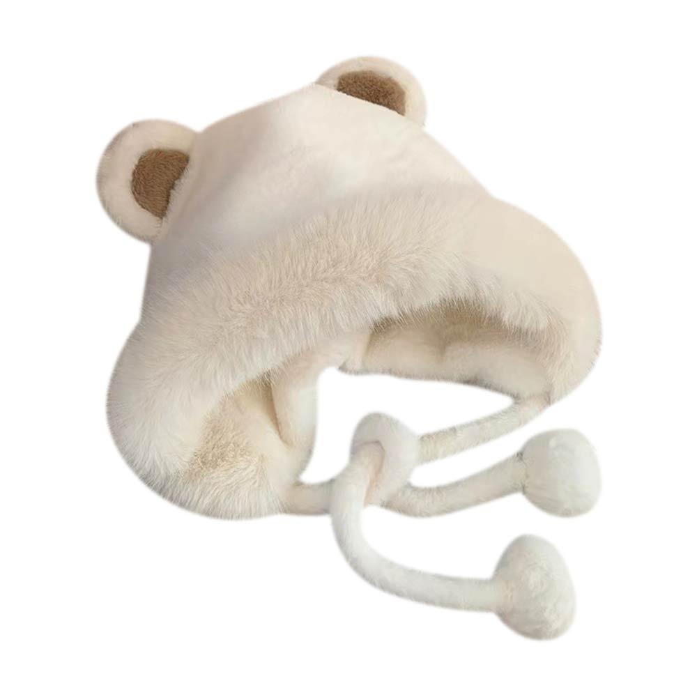 Windproof Bear Ear Fur Hat Thick Fisherman Hat New Cold-Proof Earflaps Cap  Women
