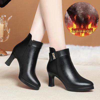 Novas botas de salto alto femininas outono inverno nova moda plataforma de fundo grosso acolchoado sapatos de algodão antiderrapantes botas femininas