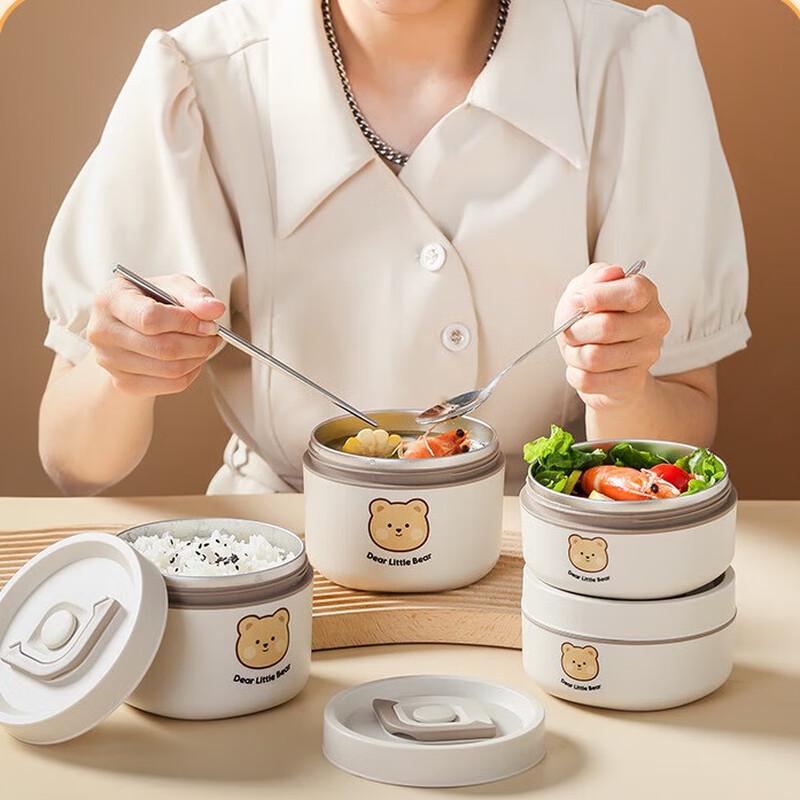 Hongpa Bear Microwaveable Lunch Box Set
