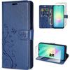 Case for Samsung Galaxy A18 4G/5G, Embossed Floral Leather Effect - Navy Blue - 2 Tempered Glasses