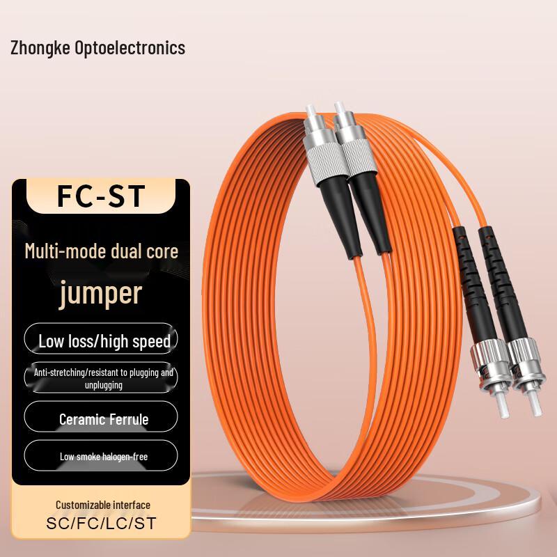 

Zhongke Optoelectronics FC-ST Duplex Multimode Fiber Optic Patch Cable 2m